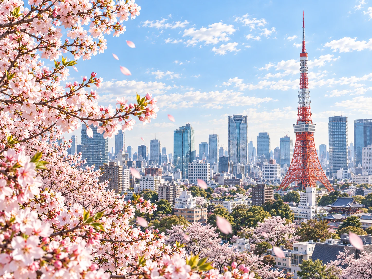 東京タワーと桜
